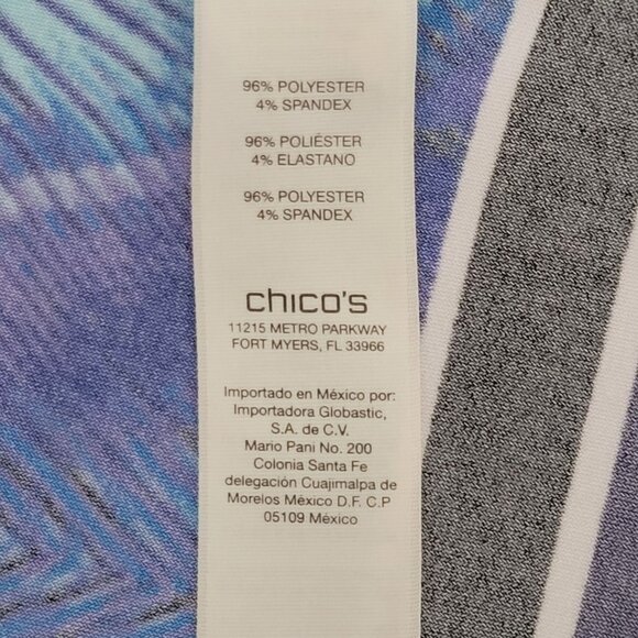 Chicos Geometric Pattern Maxi Skirt Womens Size 0 Blue Side Slit Boho Festival - Picture 8 of 9